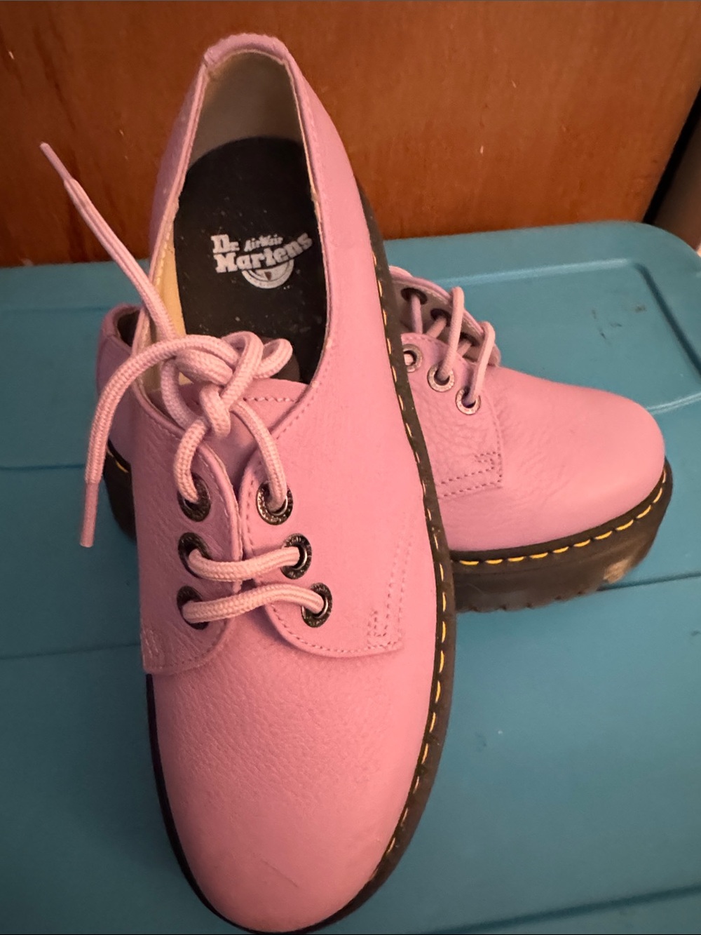 Dr. Martens Pink Leather 3-Eye Derby Shoes